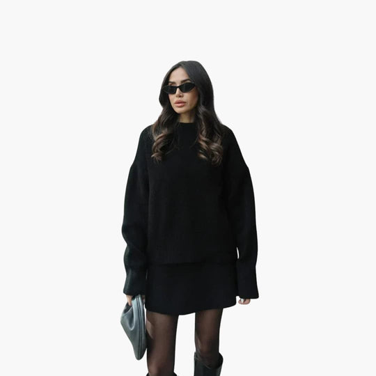 Women's Lounge Set with Crewneck Sweater and Mini Skirt
