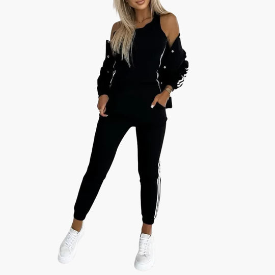 Women’s Three-Piece Set with Tank, Joggers, and Jacket