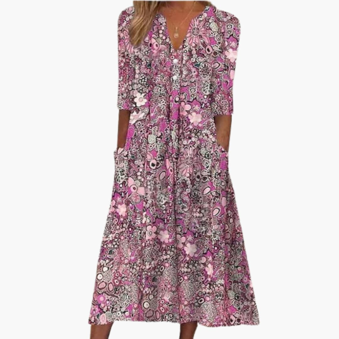 Bohemian Style Midi Dress for Women - Casual Summer Wear - Made by Jessica