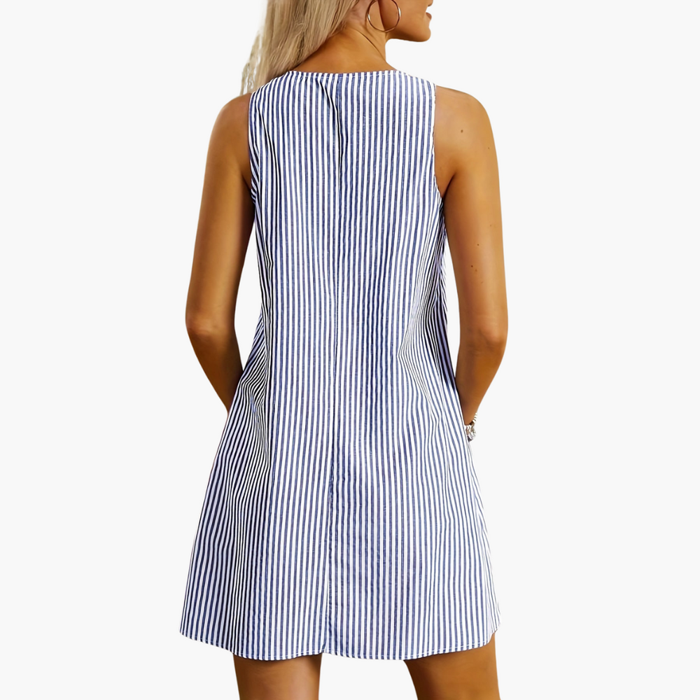 Women’s Mini Dress with Sleeveless Design and Side Pockets