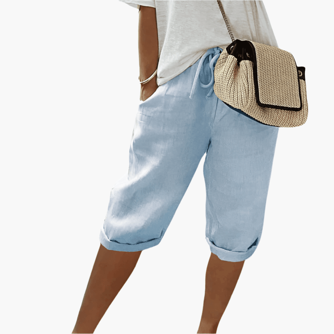Women's Relaxed Fit Cotton Shorts with Drawstring Waist