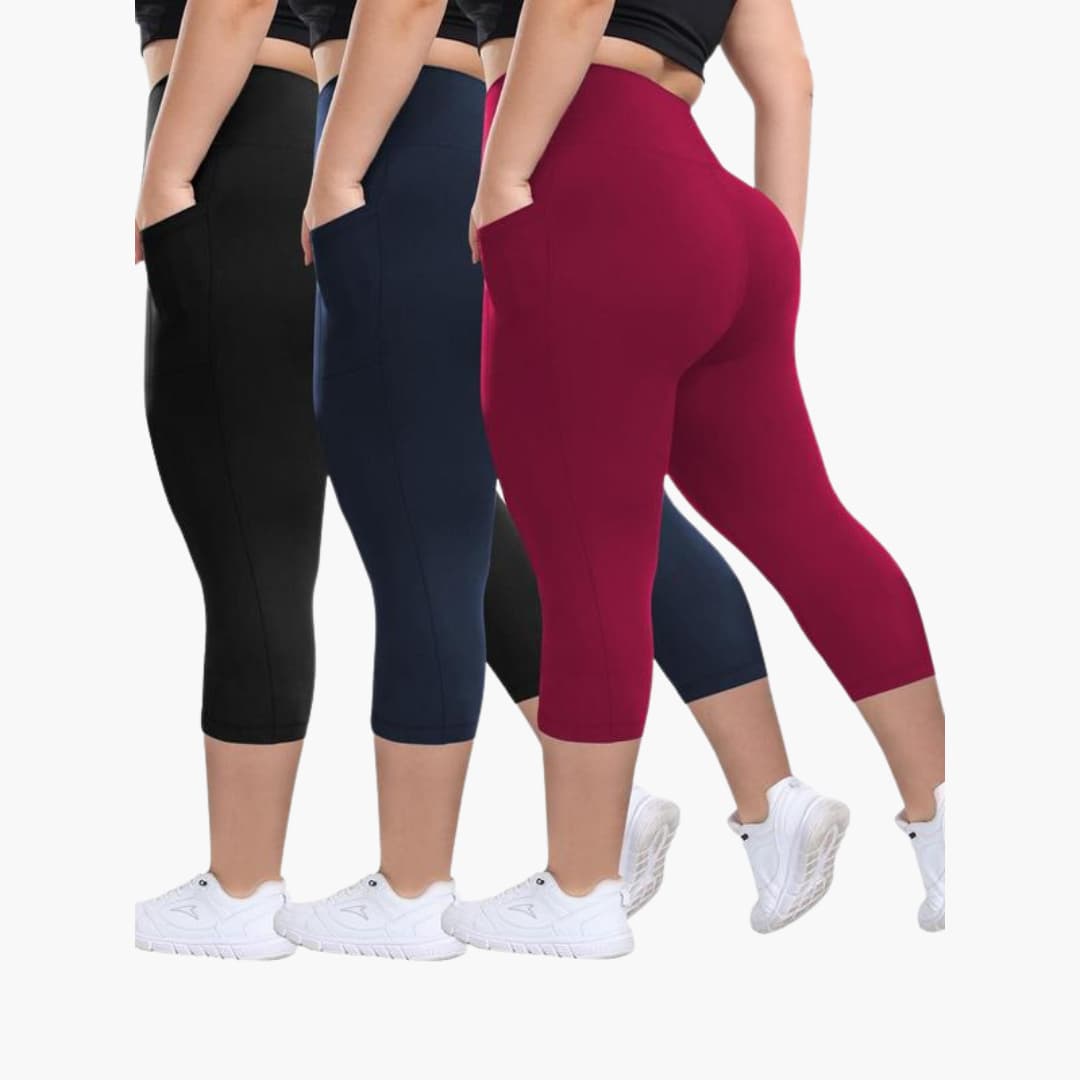 Women’s High-Waisted Capri Trousers with Pockets