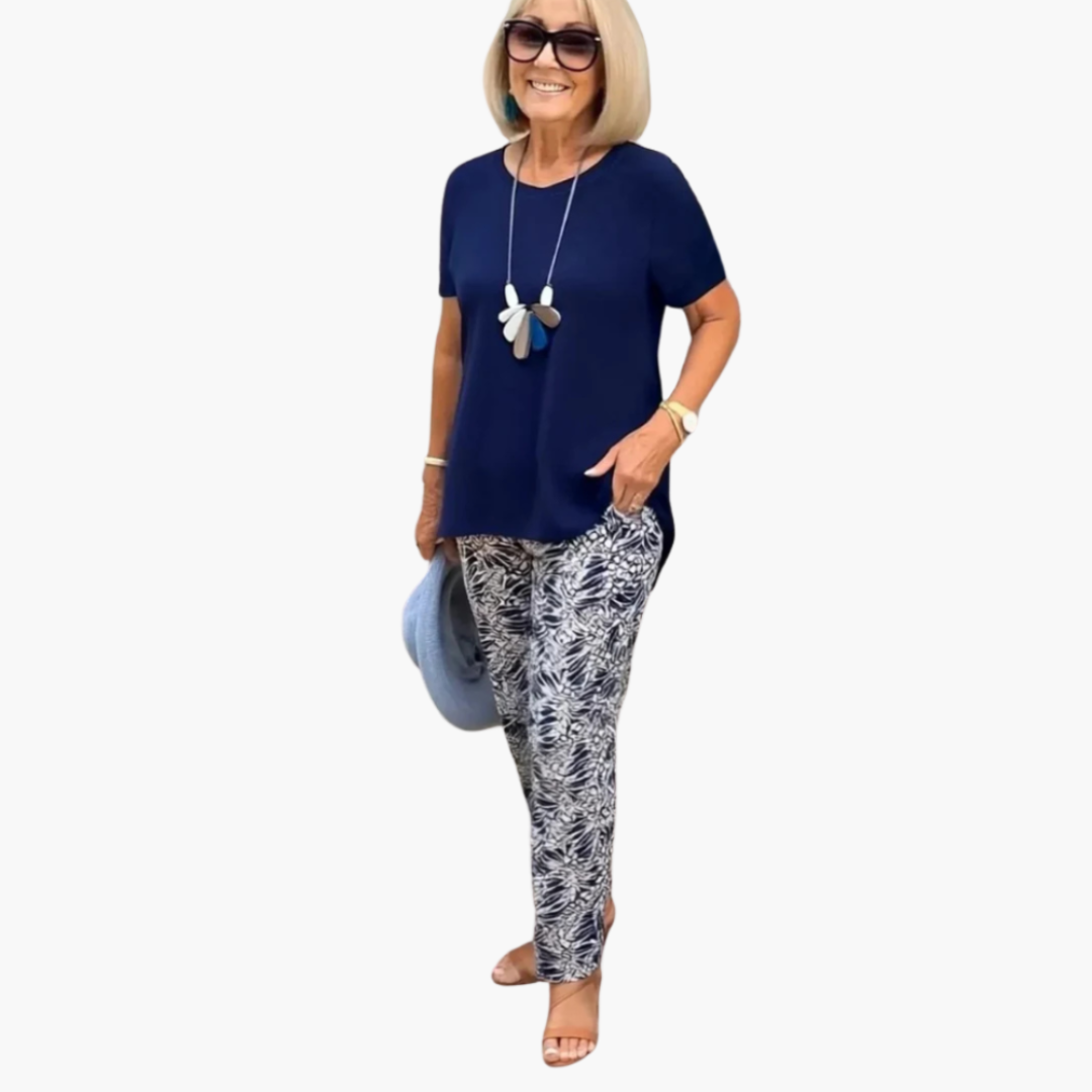 Women’s Two Piece Set with Printed Trousers