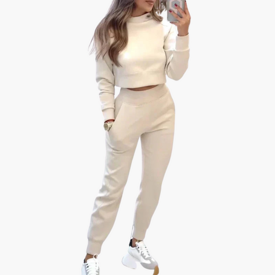 Women’s two-piece loungewear set with short top and trousers