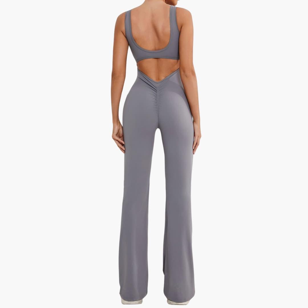 Women's Activewear Tracksuit with Sleeveless Scoop Neck and Flared Leg Trousers