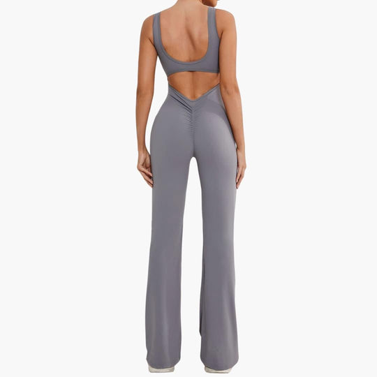 Women's Activewear Tracksuit with Sleeveless Scoop Neck and Flared Leg Trousers
