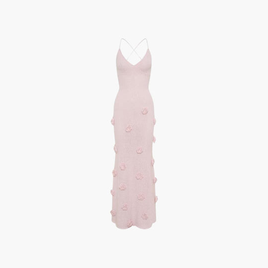Women’s Strappy Maxi Dress with Low Neckline and Long Skirt