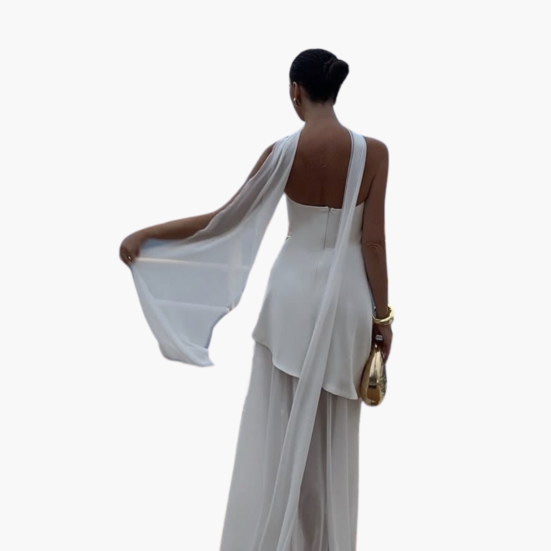 Women’s Evening Dress with Sheer Skirt and Overlay