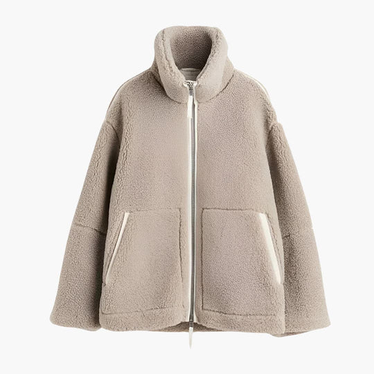 Women's Zip-Up Fleece Jacket with High Collar