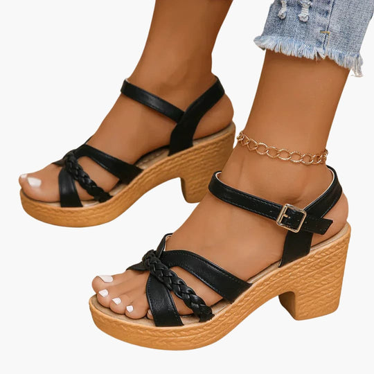 Women’s Wedge Sandals with Platform Sole and Buckle