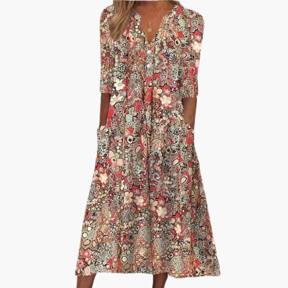 Bohemian Style Midi Dress for Women - Casual Summer Wear - Made by Jessica