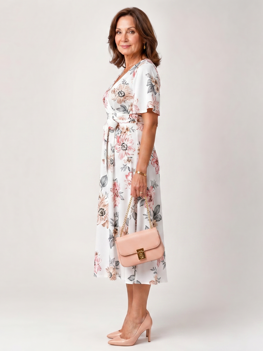 Meer | Floral Wrap Tie Midi Dress