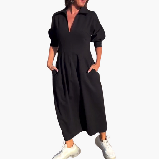 Women’s Midi Dress with Shaped Fit and Flared Skirt