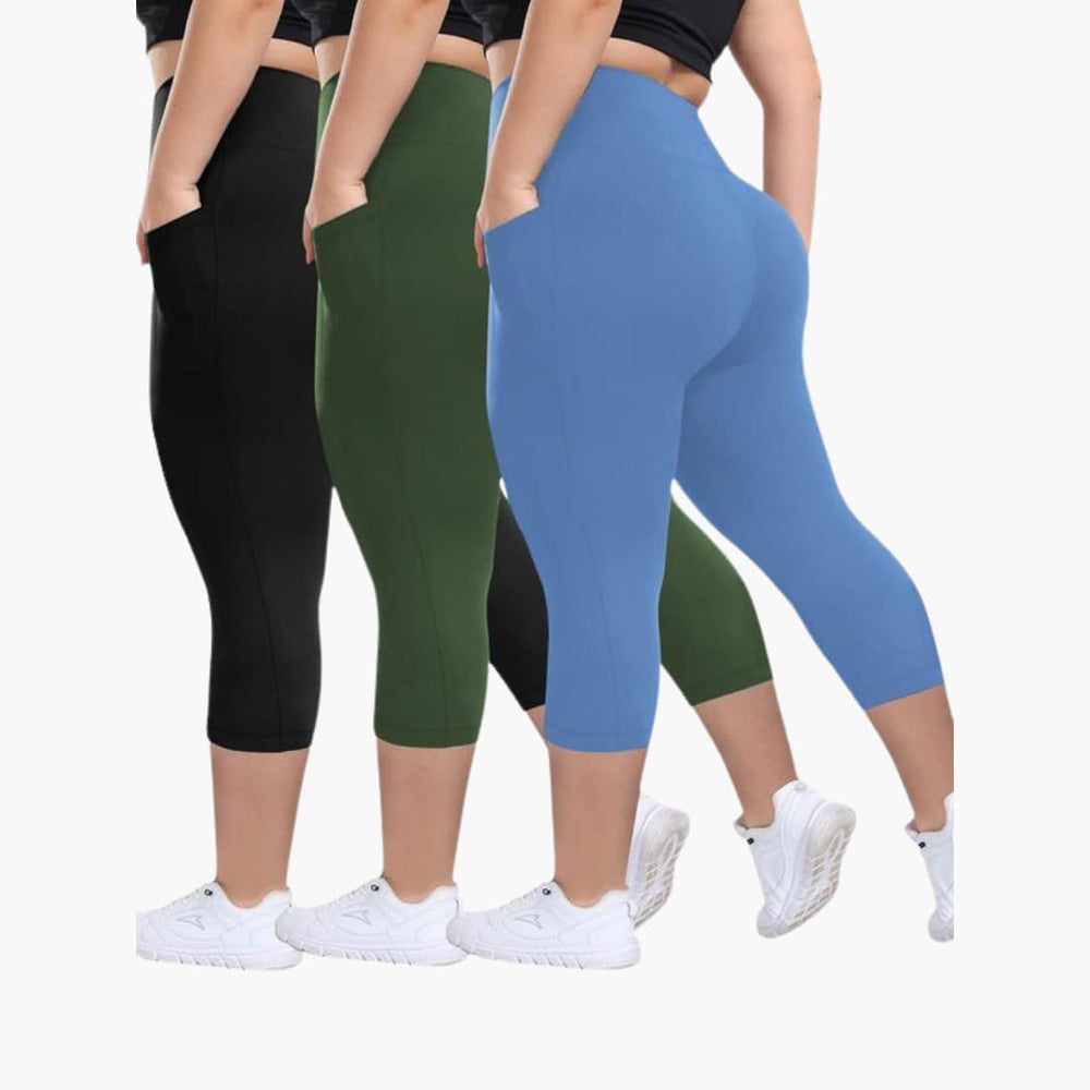 Women’s High-Waisted Capri Trousers with Pockets