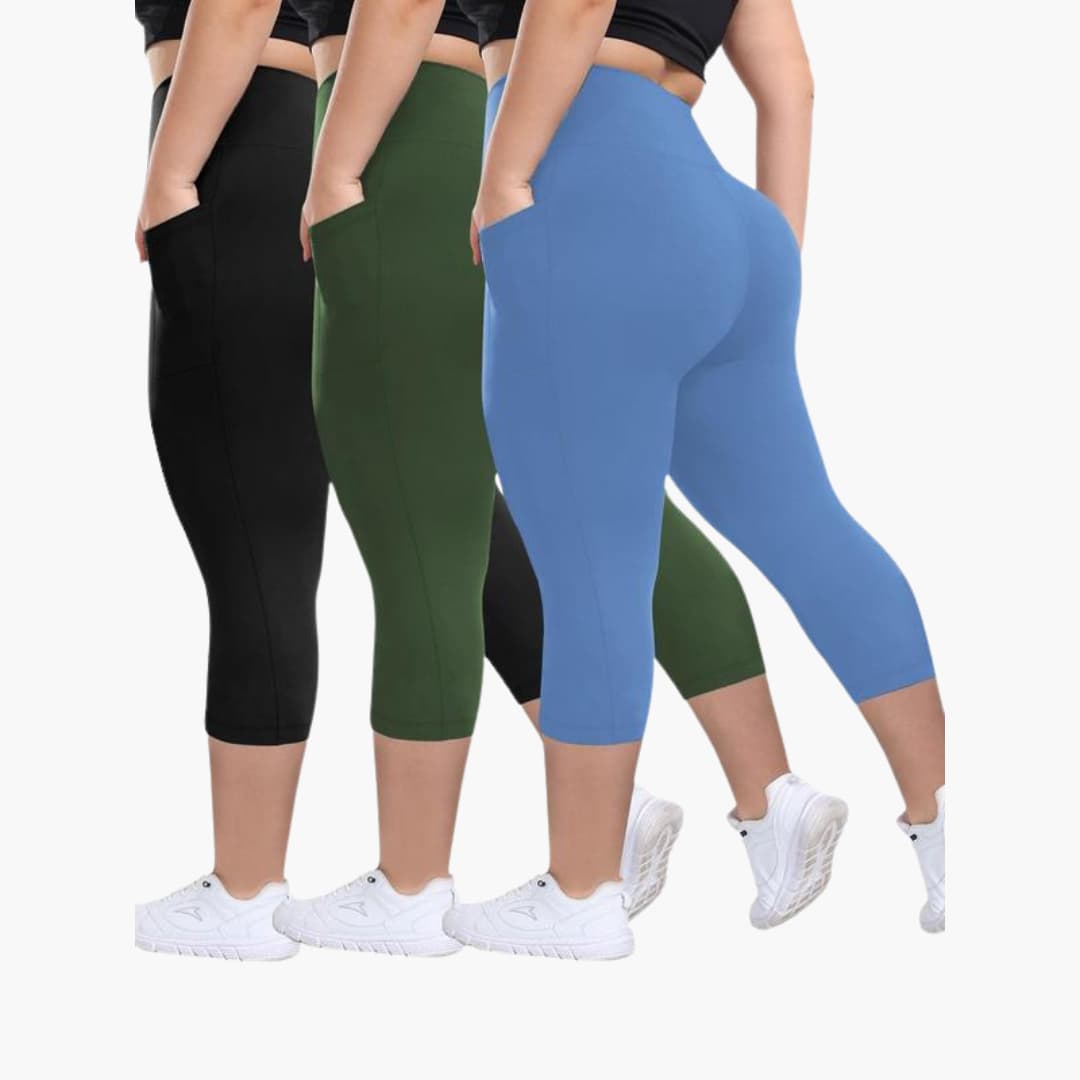 Women’s High-Waisted Capri Trousers with Pockets