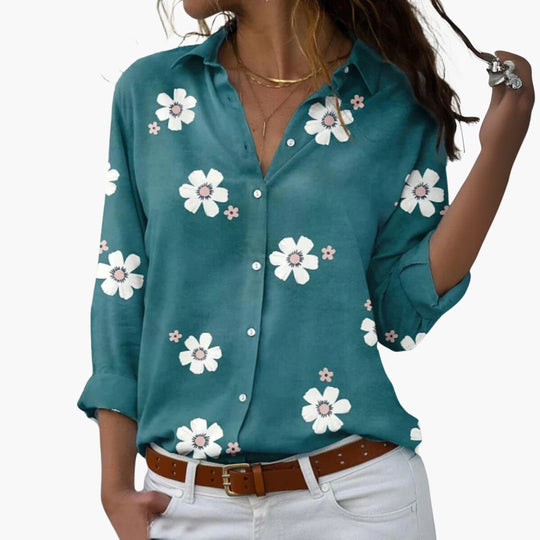 Women’s Button Up Blouse with Floral Print