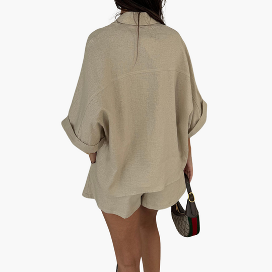 Women’s Two Piece Co Ord Set with Collared Shirt