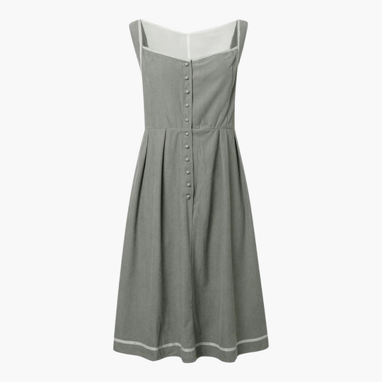 Women’s Midi Dress with Buttoned Bodice and Bow Waist