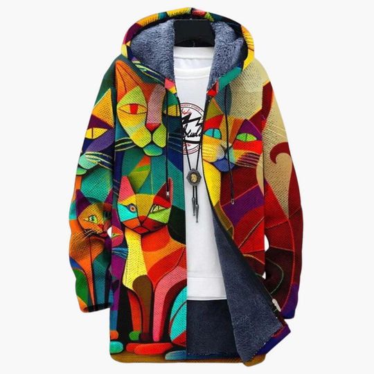 Women's Zip-Up Hoodie with Hood and Graphic Print