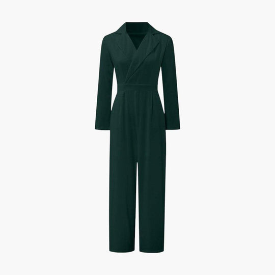 Women's Tailored Jumpsuit with Lapel Collar and Wide-Leg Cut