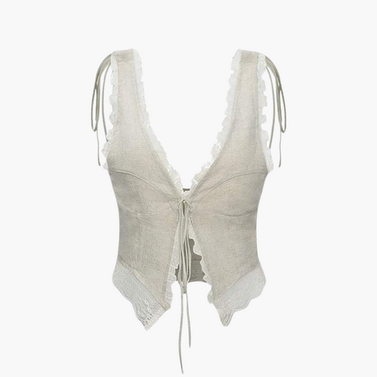 Women’s V-Neck Top with Lace Trim
