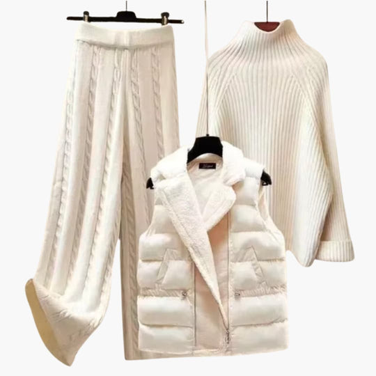 Women’s three-piece set with vest, cardigan and trousers