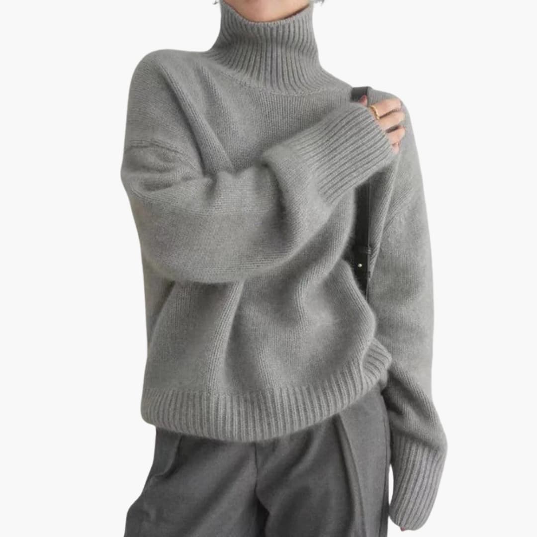 Women's Turtleneck Jumper with Long Sleeves and Ribbed Hem