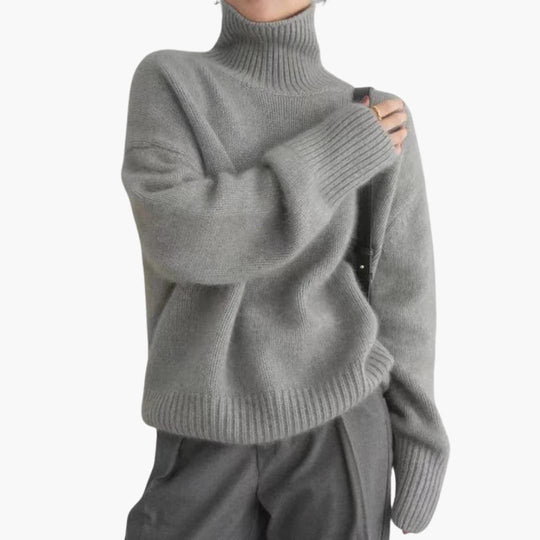 Women's Turtleneck Jumper with Long Sleeves and Ribbed Hem