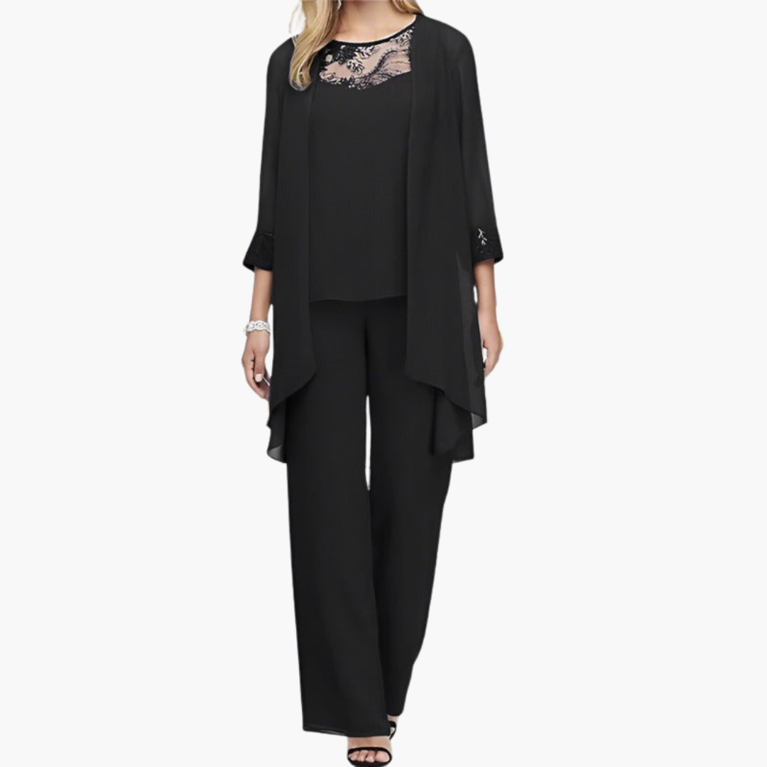 Women’s Three-Piece Suit with Tailored Jacket and Trousers
