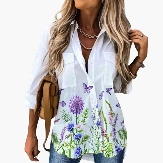 Women’s Blouse with Collar and Button Fastening