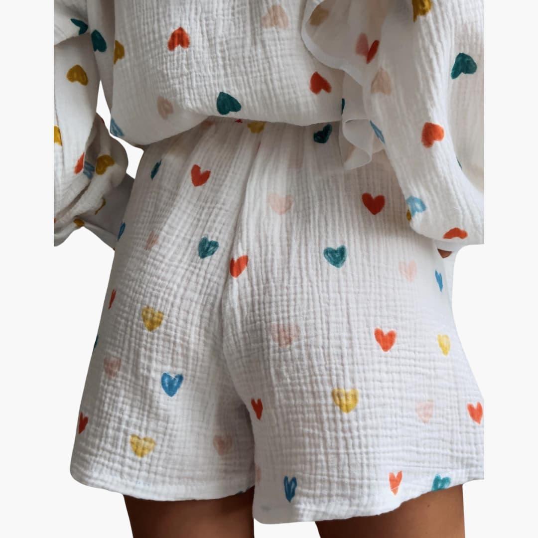 Women's Two-Piece Co-Ord Set with Button-Down Shirt and Shorts