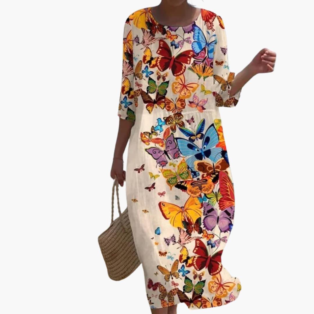 Women's Summer Dress with Short Sleeves and Relaxed Silhouette