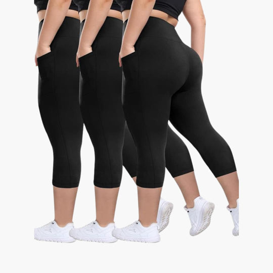Women’s High-Waisted Capri Trousers with Pockets
