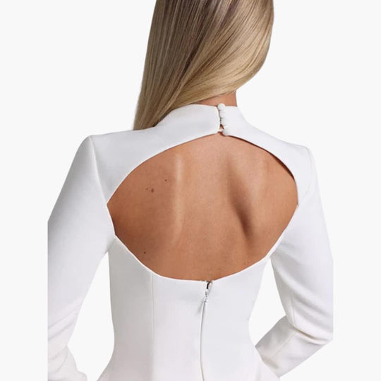 Women Mini Dress with Open Back and Flared Sleeves