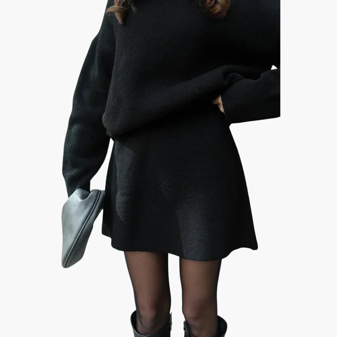 Women's Lounge Set with Crewneck Sweater and Mini Skirt
