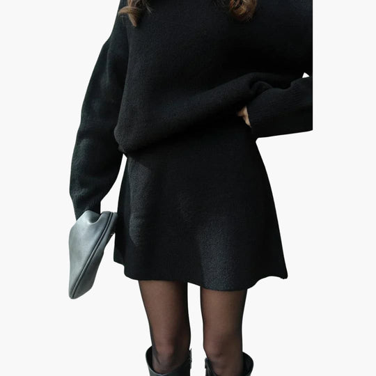 Women's Lounge Set with Crewneck Sweater and Mini Skirt