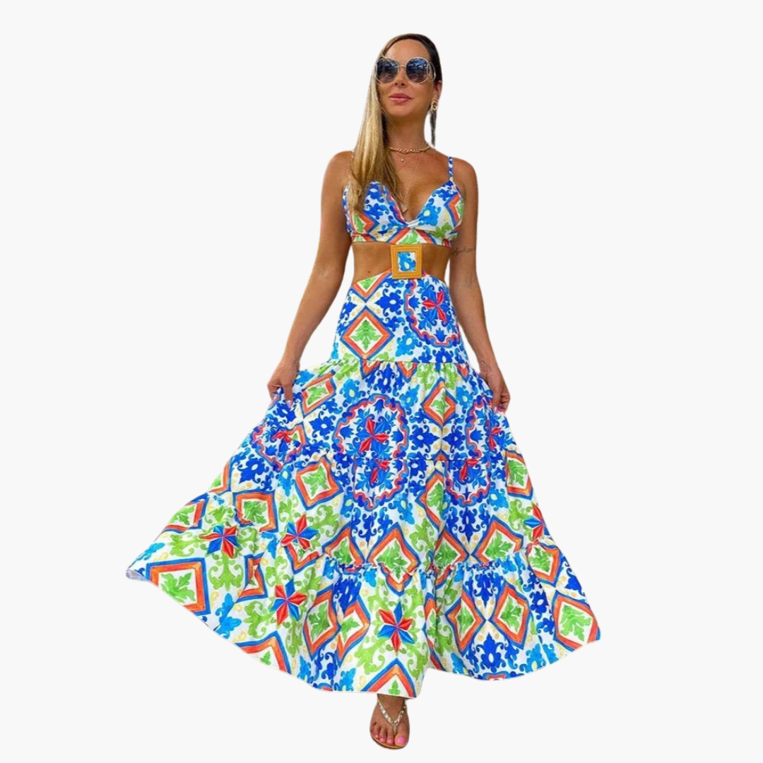 Women's Two - Piece Set with Crop Top and Maxi Skirt