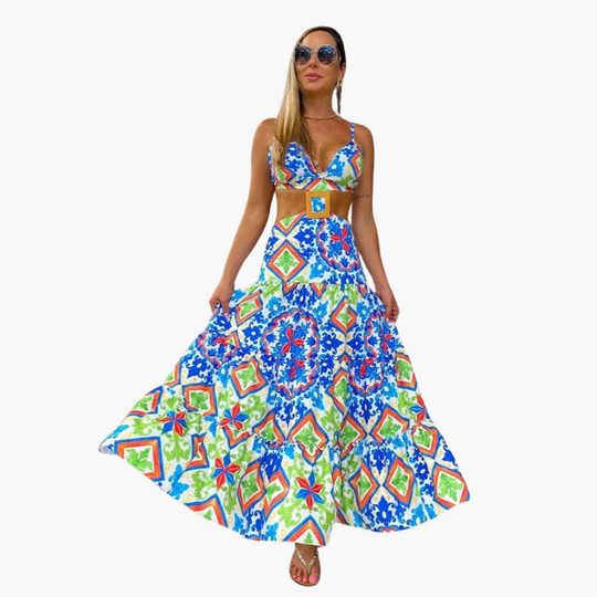 Women's Two - Piece Set with Crop Top and Maxi Skirt