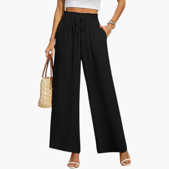 Women's Wide-Leg Trousers with Adjustable Drawstring Waistband