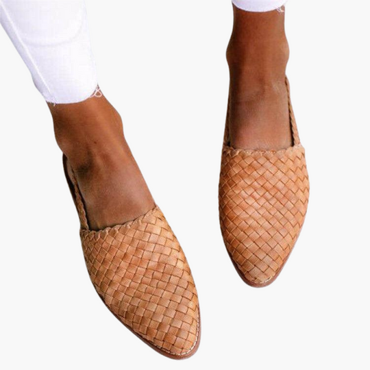 Braided Leather Slingbacks for Women - Flat Summer Shoes - Made by Jessica