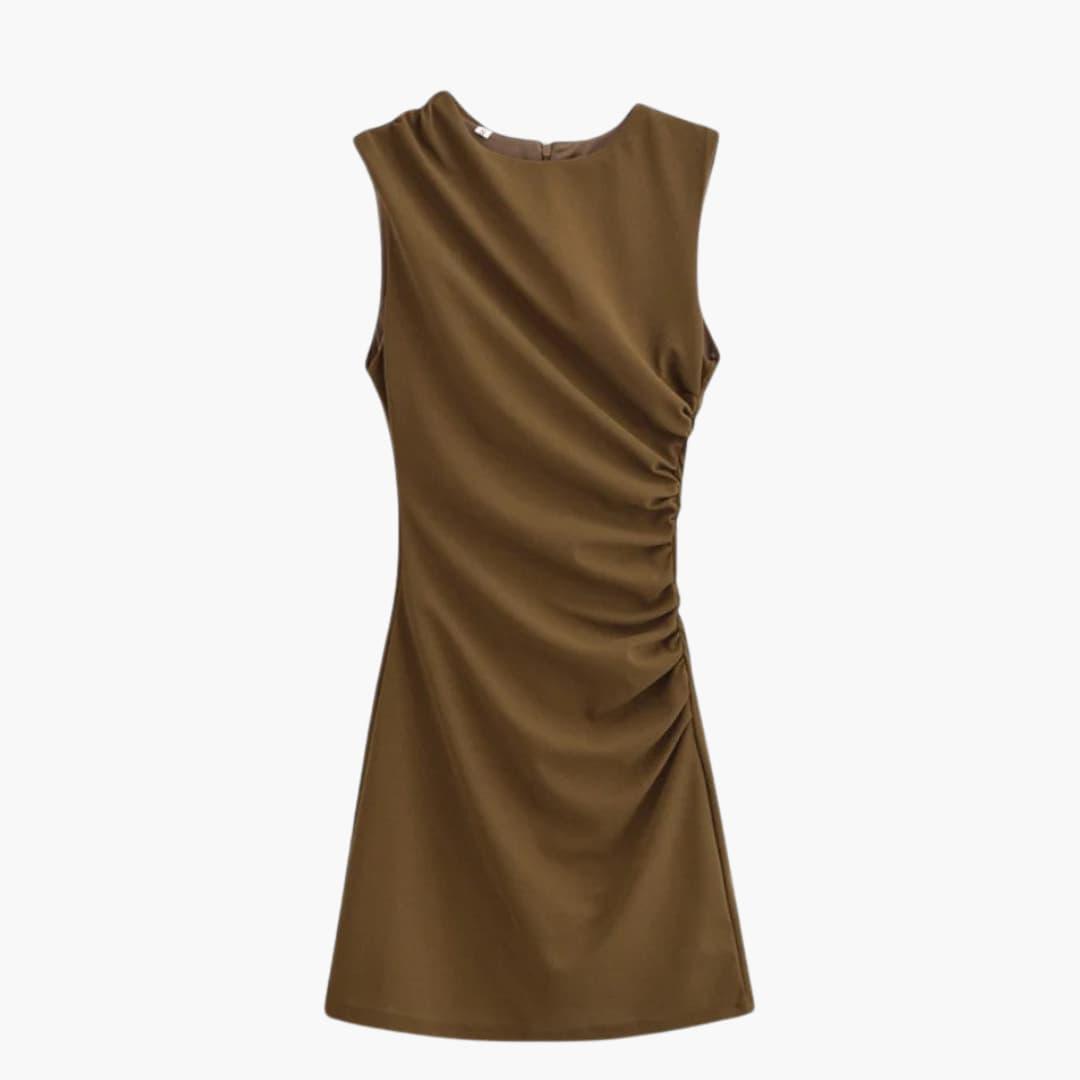 Women's Sleeveless Mini Dress with Draped Design and Bodycon Fit