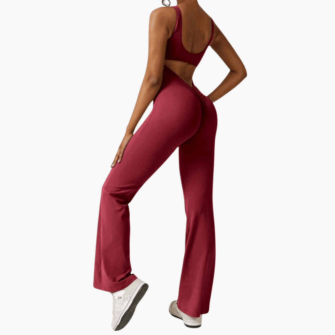 Women's Sleeveless Jumpsuit with Scoop Neckline and Flared Legs