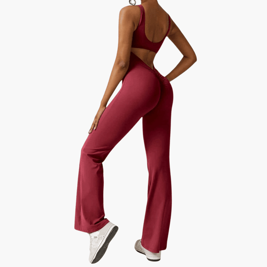 Women's Sleeveless Jumpsuit with Scoop Neckline and Flared Legs