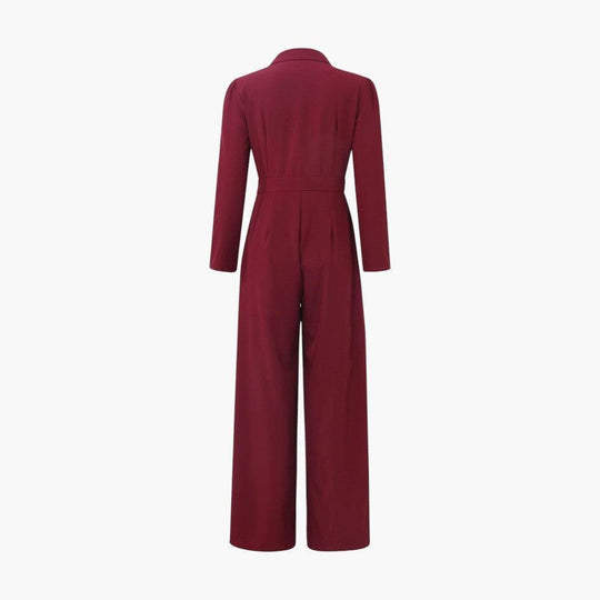 Women's Tailored Jumpsuit with Lapel Collar and Wide-Leg Cut