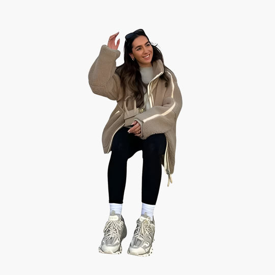 Women's Zip-Up Fleece Jacket with High Collar