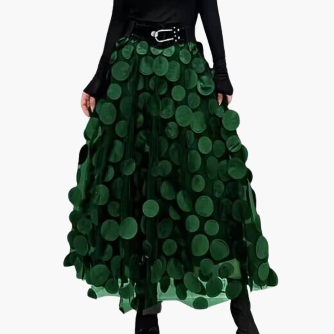 Women's High-Waisted Maxi Skirt with Pleated Details and Flowing Design