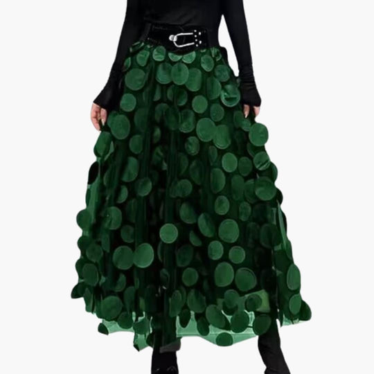 Women's High-Waisted Maxi Skirt with Pleated Details and Flowing Design