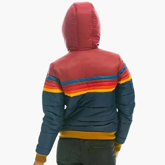Women’s Puffer Jacket with Adjustable Hood and Full Zip