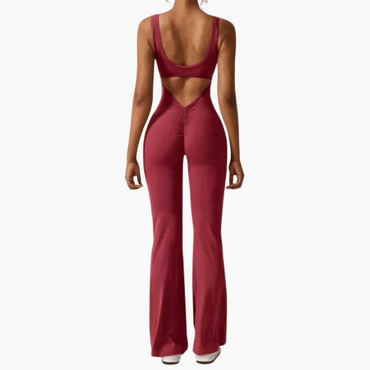 Women's Sleeveless Jumpsuit with Scoop Neckline and Flared Legs