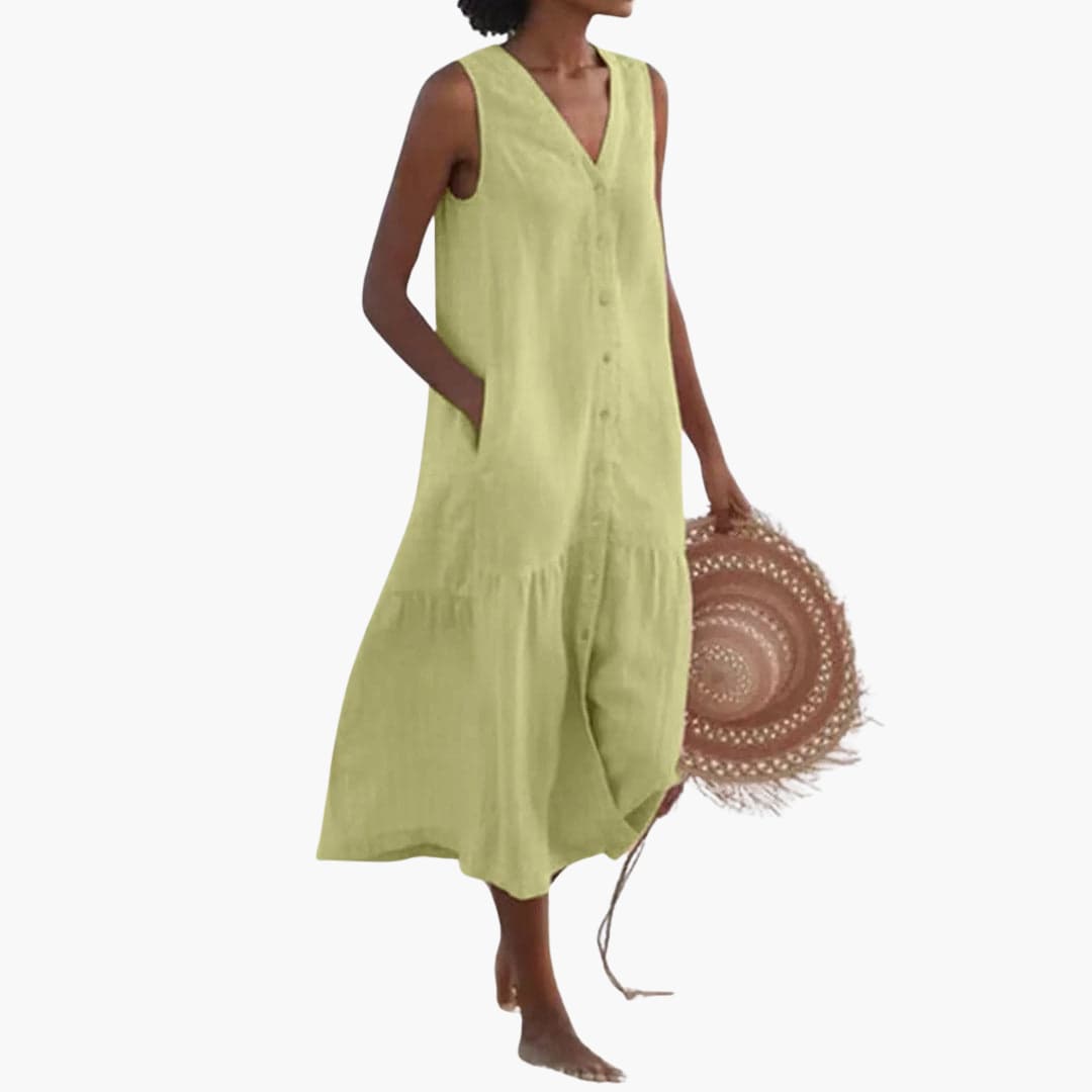 Button-Down Midi Dress for Women - Casual Summer Style - Made by Jessica